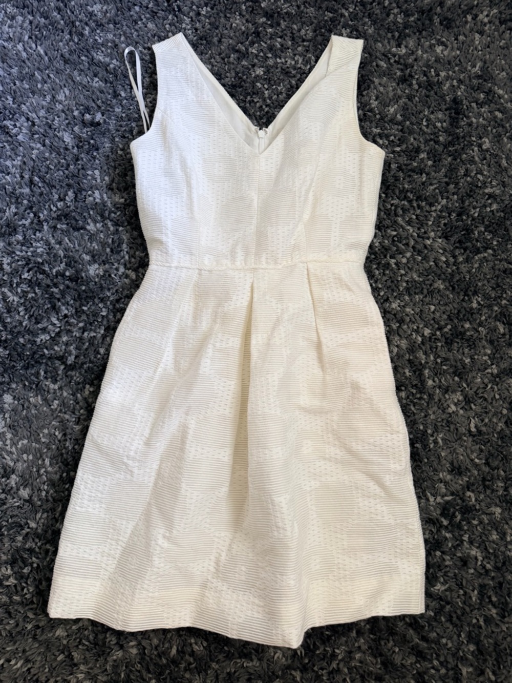 J. Crew White Textured V-Neck Midi Dress